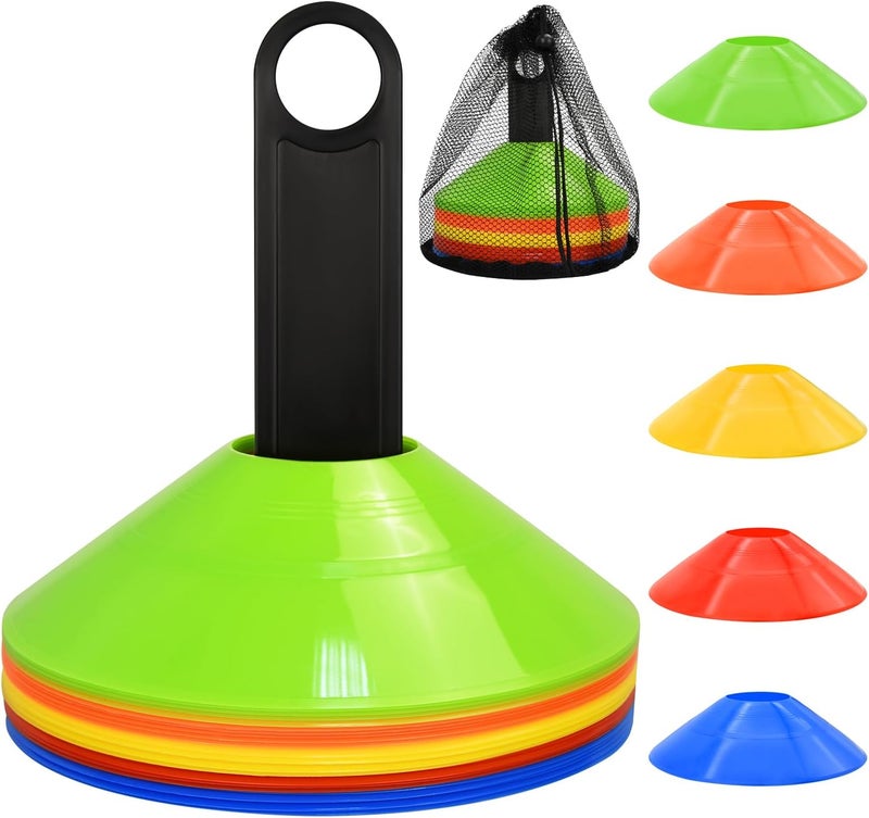 Ruby Q Disc Cones, Soccer Cones, Basketball Cones with Carry Bag and Holder, Football, Soccer, Basketball Training Equipment, 5 Color - Image 1